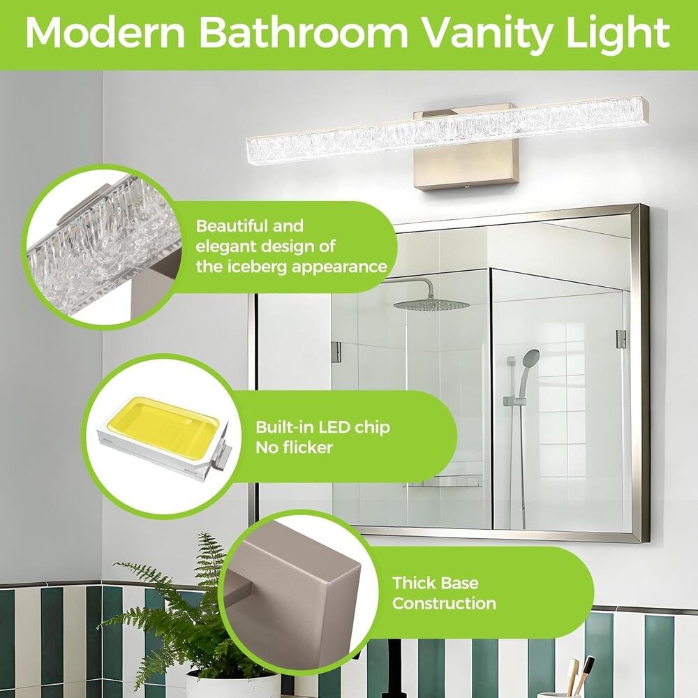 24" Brushed Nickel LED Bathroom Vanity Light, 5500K Daylight - Picture 4 of 4